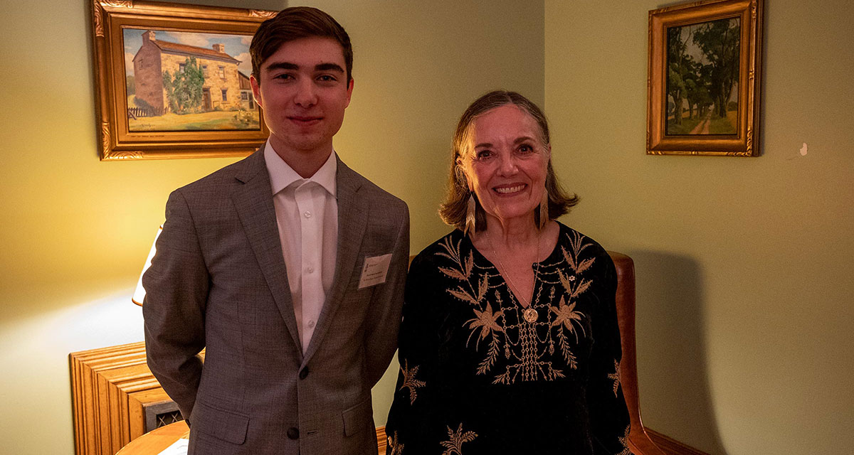 (L-R) Wendy Cecil and Jacob Mark Stoutchinine at Charter Day, Oct. 11, 2023.