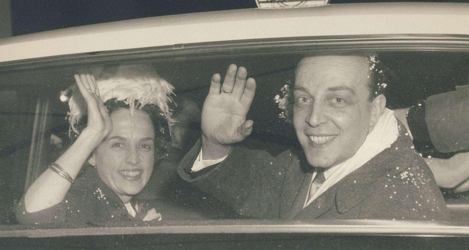 Marion (Cooper) Brancaccio Vic 4T5 (1923–2012) and her husband Salvatore (1927–2021) in the back of a car.